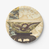 アジアタペストリーとボウル&ドラゴンデザイン ペーパープレート (正面)