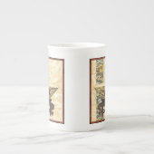 アジアタペストリーとボウル&ドラゴンデザイン ボーンチャイナマグカップ (正面)