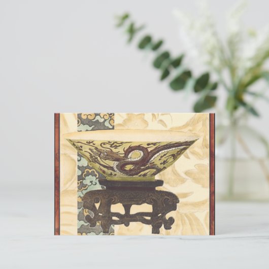 アジアタペストリーとボウル&ドラゴンデザイン ポストカード (スタンド正面)