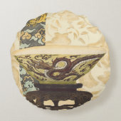 アジアタペストリーとボウル&ドラゴンデザイン ラウンドクッション (裏面)