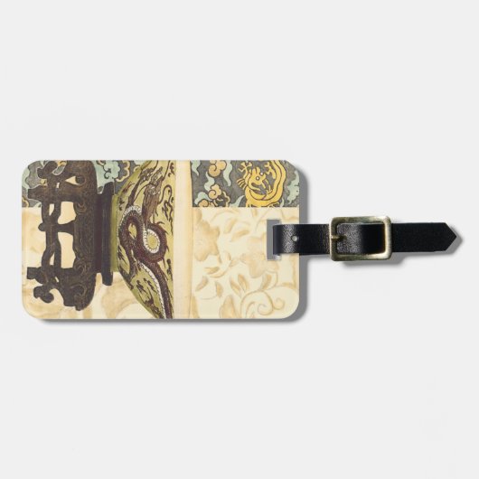 アジアタペストリーとボウル&ドラゴンデザイン ラゲッジタグ (正面横)