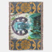 アジアターコイズ仏像フォトピース引用文 スローブランケット (正面縦)