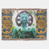 アジアターコイズ仏像フォトピース引用文 スローブランケット (正面)