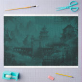 アジアデザインムラル・デコペ紙ブルー 薄葉紙 (クラフト)