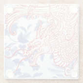 アジアドラゴン赤と白 – オンブルーフローラ ガラスコースター (裏面)