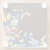 アジアドラゴン – ブラックオンネイビーフローラ ガラスコースター (裏面)