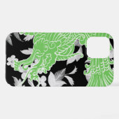 アジアドラゴン – ライムグリーンon blackフローラ iPhoneケース (裏面横)