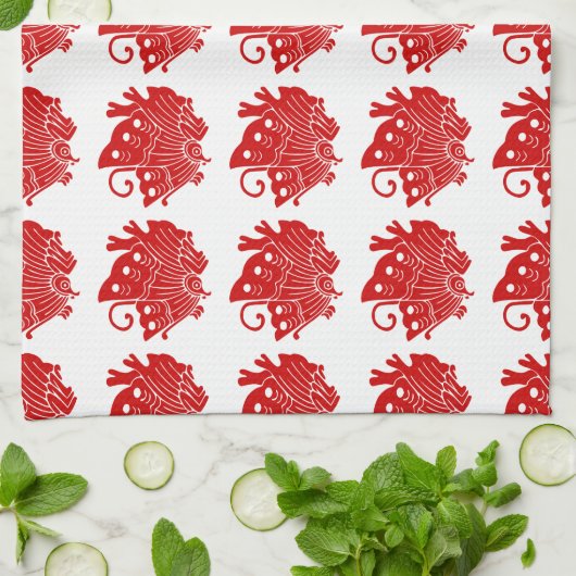 アジアバタフライ日本のカモンデザイン キッチンタオル (折り畳み)