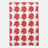 アジアバタフライ日本のカモンデザイン キッチンタオル (縦)