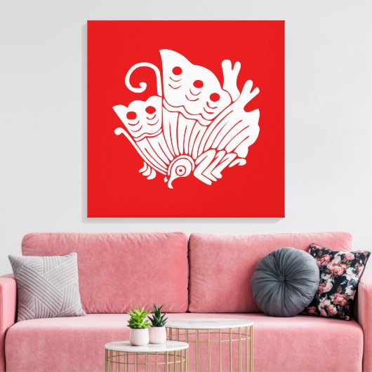 アジアバタフライ日本のカモンデザイン キャンバスプリント (インサイチュ (リビング))