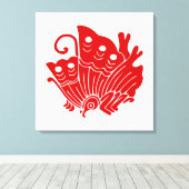 アジアバタフライ日本のカモンデザイン キャンバスプリント (インサイチュ (ウッドフロア))