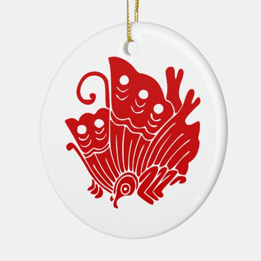 アジアバタフライ日本のカモンデザイン セラミックオーナメント (左)