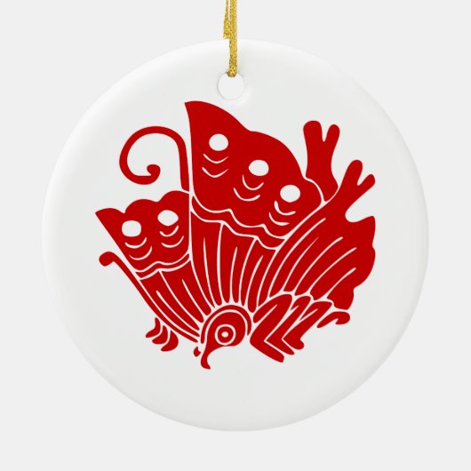 アジアバタフライ日本のカモンデザイン セラミックオーナメント (裏面)