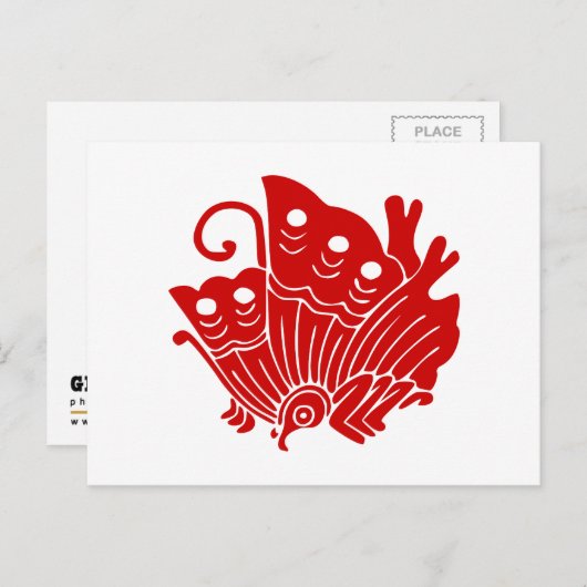 アジアバタフライ日本のカモンデザイン ポストカード (正面/裏面)