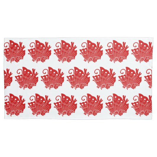 アジアバタフライ日本のカモンデザイン 枕カバー (正面左)