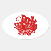 アジアバタフライ日本のカモンデザイン 楕円形シール (正面)