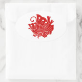 アジアバタフライ日本のカモンデザイン 楕円形シール (バッグ)