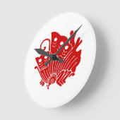 アジアバタフライ日本の掃部デザイン ラウンド壁時計 (傾斜)