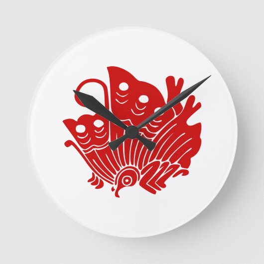 アジアバタフライ日本の掃部デザイン ラウンド壁時計 (正面)