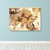 アジアパノラママップアジア4 キャンバスプリント (インサイチュ (ウッドフロア))