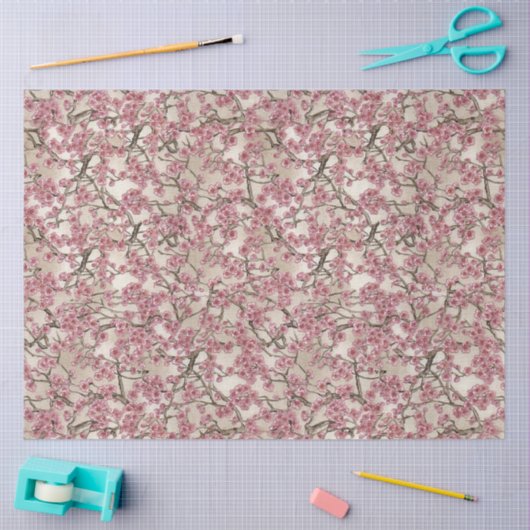 アジアピンクさくらんぼの花 薄葉紙 (クラフト)