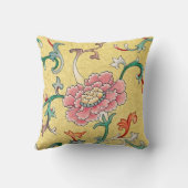 アジアピンク牡丹ガーデンオンパステルバターイエロー クッション (裏面)