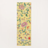 アジアピンク牡丹ガーデンオンパステルバターイエロー ヨガマット (裏面)