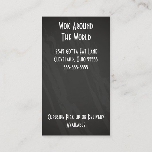 アジアファストフードレストランビジネスカード 名刺 (裏面)