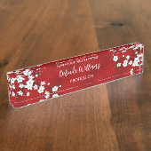 アジアフローラホワイトさくらんぼブロッサムレッドサロン デスクネームプレート (側面)