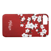 アジアフローラホワイトさくらんぼブロッサムレッドモノグラム Case-Mate iPhoneケース (裏面(横))