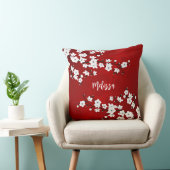 アジアフローラホワイトさくらんぼブロッサムレッド名の追加 クッション (椅子)