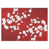 アジアフローラホワイトさくらんぼブロッサムレッド テーブルクロス (正面(横))