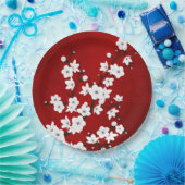 アジアフローラホワイトさくらんぼブロッサムレッド ペーパープレート (パーティー)