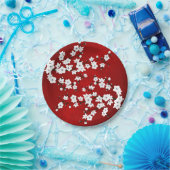 アジアフローラホワイトさくらんぼブロッサムレッド ペーパープレート (パーティー)