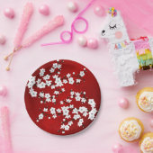 アジアフローラホワイトさくらんぼブロッサムレッド ペーパープレート (パーティー)