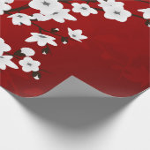 アジアフローラレッドホワイトさくらんぼの花 ラッピングペーパー (角)