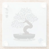 アジアフローラ盆栽の木のグラフィックデザイン ガラスコースター (裏面)