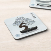 アジアフローラ盆栽の木のグラフィックデザイン コースター (左側)