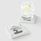 アジアフローラ盆栽の木のグラフィックデザイン ストーンコースター (横)