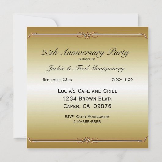 アジアフローラ金ゴールドとシルバーパーティの招待状 招待状 (裏面)