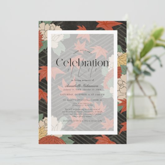 アジアフローラ&レッドメープルブラック葬儀メモリアル 招待状 (スタンド正面)