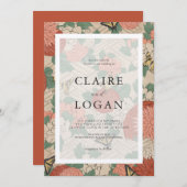 アジアフローラ&蝶ベージュ結婚ズ 招待状 (正面/裏面)