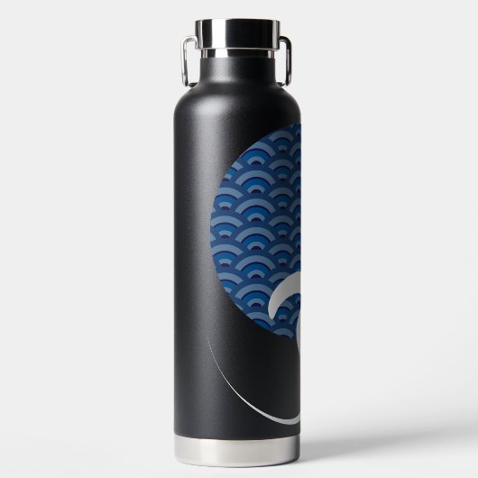 アジアブルーサンヨガモダン禅書道Omオウム ウォーターボトル (正面)