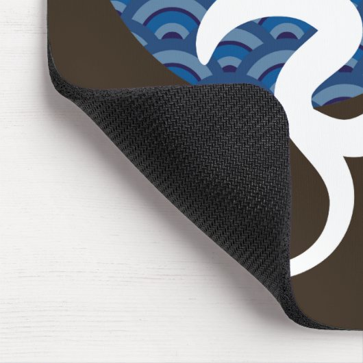 アジアブルーサンヨガモダン禅書道Omオウム マウスパッド (コーナー)