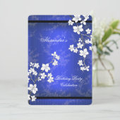 アジアブルーブラックブロッサムホワイトバースデーパーティー 招待状 (スタンド正面)