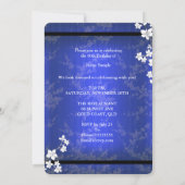 アジアブルーブラックブロッサムホワイトバースデーパーティー 招待状 (裏面)