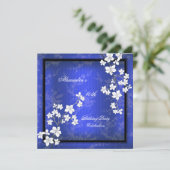 アジアブルーブラックブロッサムホワイトバースデーパーティー 招待状 (スタンド正面)