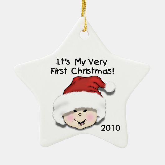 アジアベビーの第1クリスマスの記念品のオーナメント セラミックオーナメント (裏面)