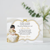 アジアベビーガールバプテスマ《キリスト教》洗礼式や命名式サンキューサンキュー サンキューカード (スタンド正面)