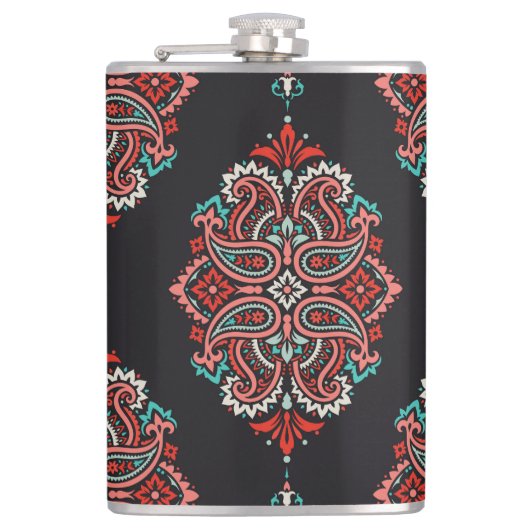アジアペイズリー要素、ボーホヴィンテージパターン。 フラスク (正面)